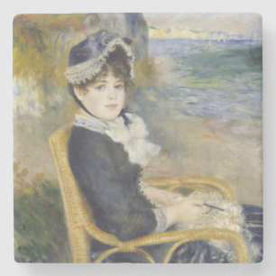 Porta-copo De Pedra À Beira-Mar, Retrato de Pintura a Óleo, Renoir