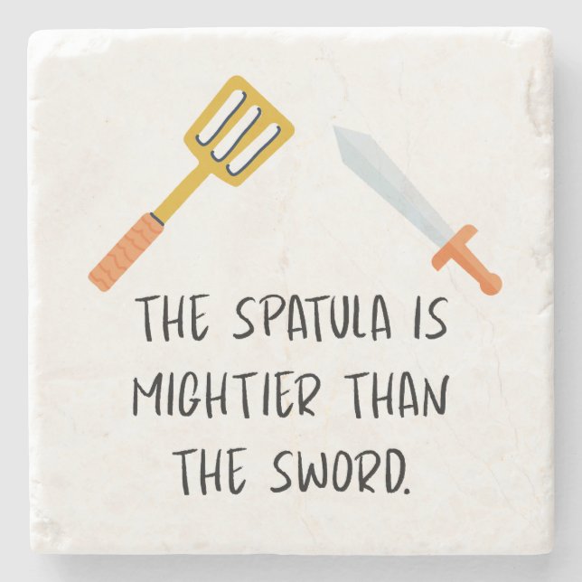 Porta-copo De Pedra A espátula é mais poderosa que a espada (Frente)