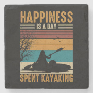 Porta-copo De Pedra A felicidade é um dia gasto no caiaque