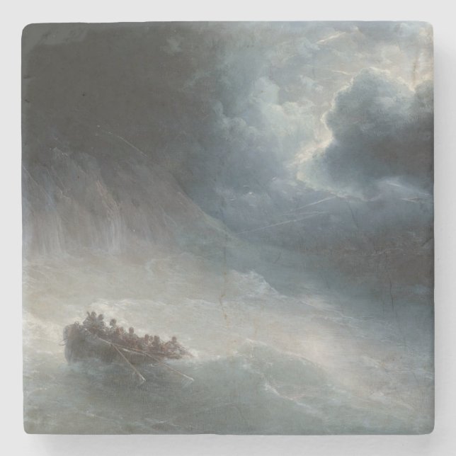 Porta-copo De Pedra A ira dos mares (por Ivan Aivazovsky) (Frente)