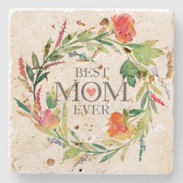 Porta-copo De Pedra A Melhor Mãe das Flores de Cores d'Água