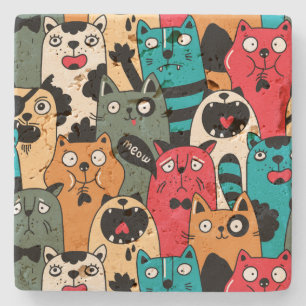 Porta-copo De Pedra A multidão de gatos