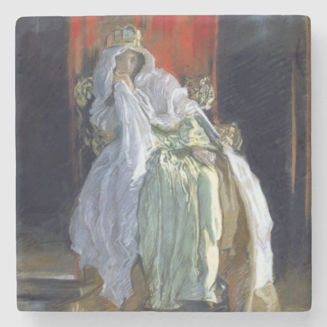 Porta-copo De Pedra A Rainha de Hamlet (por Edwin Austin Abbey) (Frente)