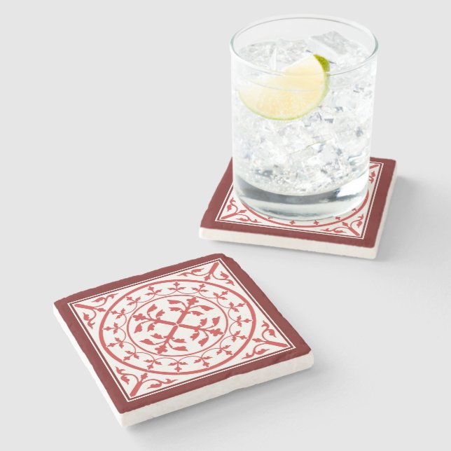 Porta-copo De Pedra A Terra do Mármore Vermelho Vermelho Medieval deix (Lateral)