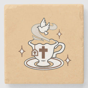 Porta-copo De Pedra A vida é doce com Jesus - Taça Cristã Faith Tea