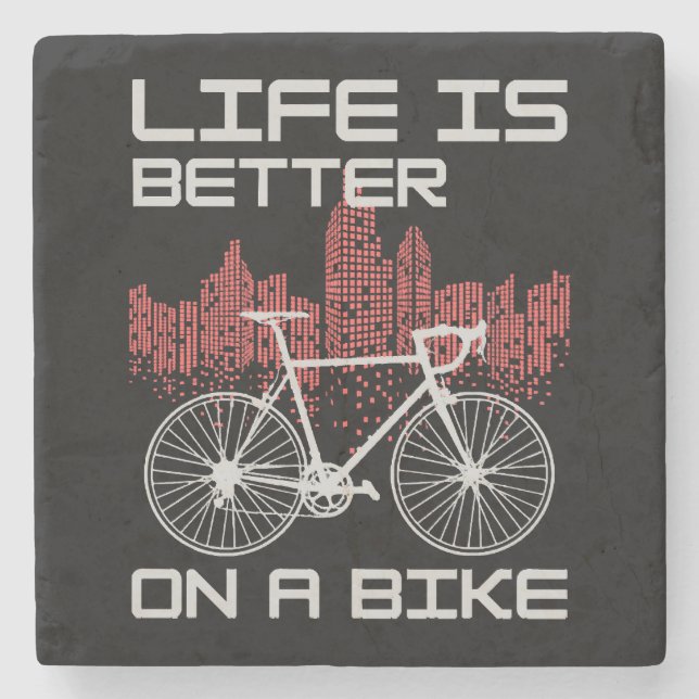 Porta-copo De Pedra A vida é melhor de bicicleta (Frente)