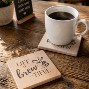 Porta-copo De Pedra A vida é uma bela amante de café