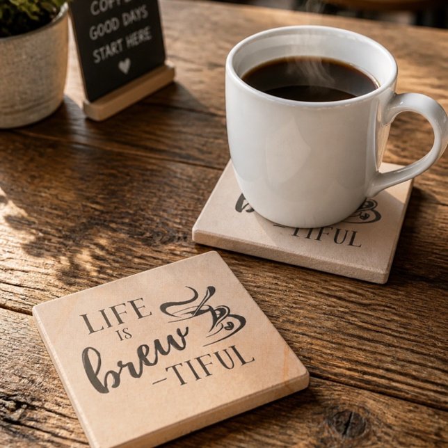 Porta-copo De Pedra A vida é uma bela amante de café (Criador carregado)
