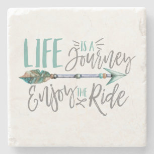 Porta-copo De Pedra A vida é uma jornada desfrute do rugido Boho Wande