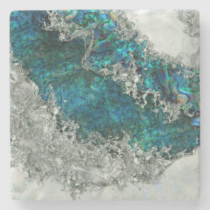 Porta-copo De Pedra Abalone Shell Pearl e Prata 2