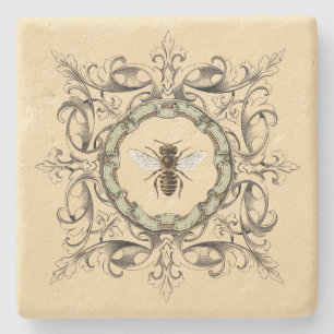 Porta-copo De Pedra Abelha do mel e quadro do ornamentado do vintage