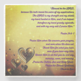 Porta-copo De Pedra Abençoado seja o Senhor Salmo 28:6-7