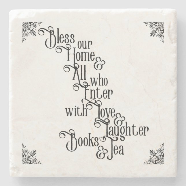 Porta-copo De Pedra Abençoe nossa casa (Frente)