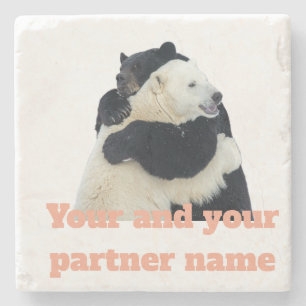 Porta-copo De Pedra Abraço de Urso Amor (Personalizável)