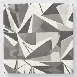 Porta-copo De Pedra Abstract Modern Geometric Black & White Watercolor