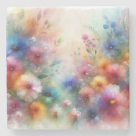 Porta-copo De Pedra Abstract Watercolor Florals Stone Coaster