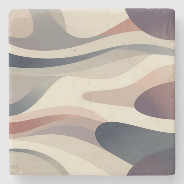 Porta-copo De Pedra Abstract Waves Stone Coaster (Frente)