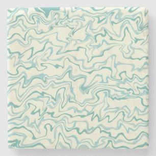 Porta-copo De Pedra Abstrato azul-marmoreado-azul-Elegante com faixa d