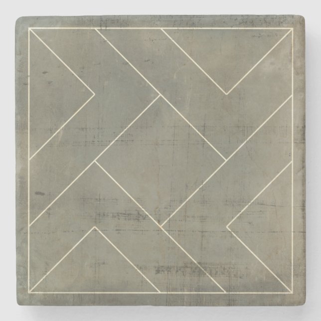 Porta-copo De Pedra Abstrato Blueprint com Formas Geométricas (Frente)