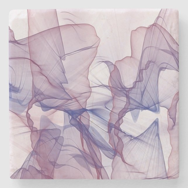 Porta-copo De Pedra Abstrato branco, vermelho, azul e água púrpura (Frente)