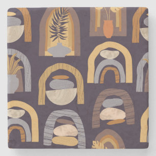 Porta-copo De Pedra Abstrato da Boêmia: Charme de Vintage Minimalista.