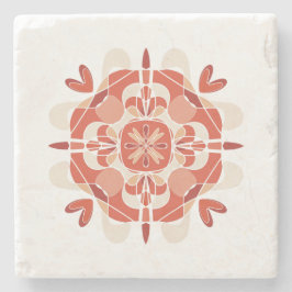 Porta-copo De Pedra Abstrato Lovely Red Mandala White Background
