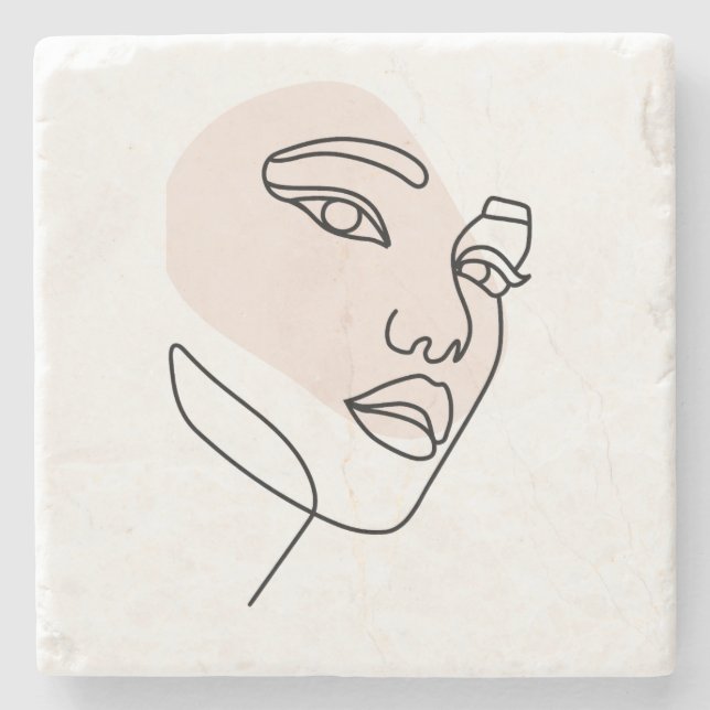 Porta-copo De Pedra Abstrato mínima de arte da linha de solteiro fêmea (Frente)