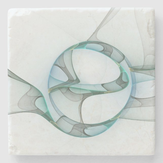 Porta-copo De Pedra Abstrato moderna Cinza azul-turquesa (Frente)