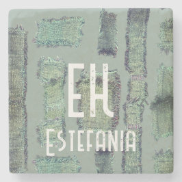 Porta-copo De Pedra abstrato monograma moderno do pastel verde-sábio