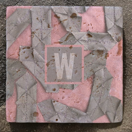 Porta-copo De Pedra Abstrato monograma roxo geométrico personalizado