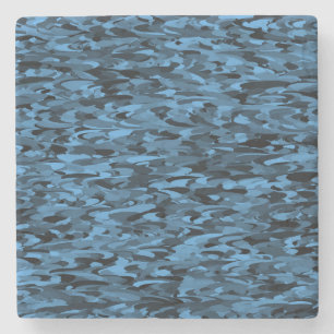 Porta-copo De Pedra Abstrato - Padrão Azul Preto