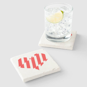 Porta-copo De Pedra Abstrato Red n White Stripes Namorados Coração