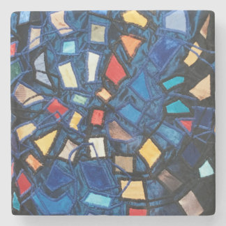 Porta-copo De Pedra Abstrato Vívido Aspecto de Vidro Colorido Azul