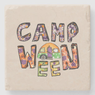 Porta-copo De Pedra Acampamento Halloween Word Pun