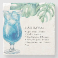 Acessórios de bebida de receita Blue Hawaii em ped