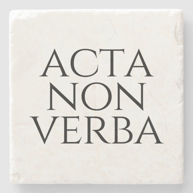 Porta-copo De Pedra Acta Non Verba (Frente)