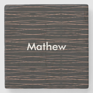Porta-copo De Pedra Adicione seu nome letra homem minimal monograma si