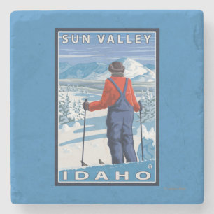 Porta-copo De Pedra Admiração do esquiador - Sun Valley, Idaho