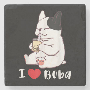 Porta-copo De Pedra Adoro Boba Bubble Tea Dog Cut French Bulldog Gift