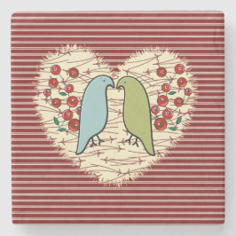 Porta-copo De Pedra Adoro Pássaros Invernos e Berries