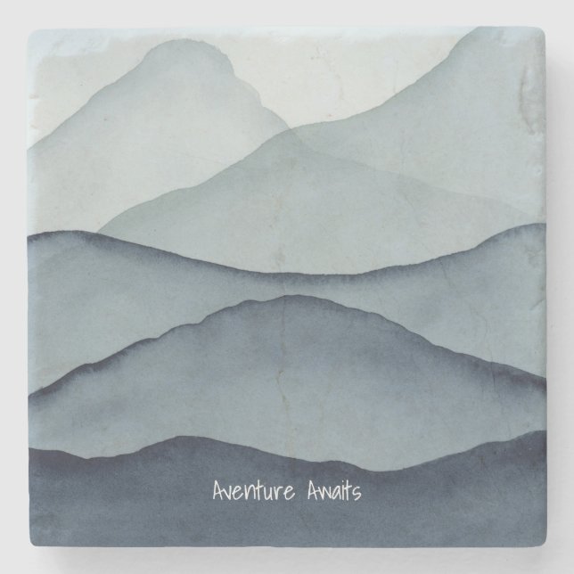Porta-copo De Pedra Adventure Awaits Watercolor Mountain (Frente)