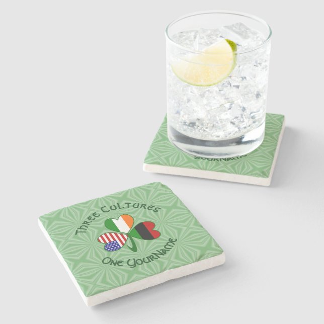 Porta-copo De Pedra Afro Diáspora - Irlandês Americano Shamrock Pessoa (Lateral)