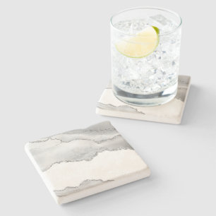 Porta-copo De Pedra Agite de mármore branco de cinza Faísca de prata