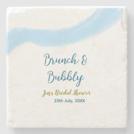 Porta-copo De Pedra Água azul dourada aguarela borbulhante e noiva de 