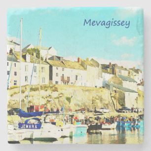 Porta-copo De Pedra Aguarela de Mevagissey Cornualha Inglaterra