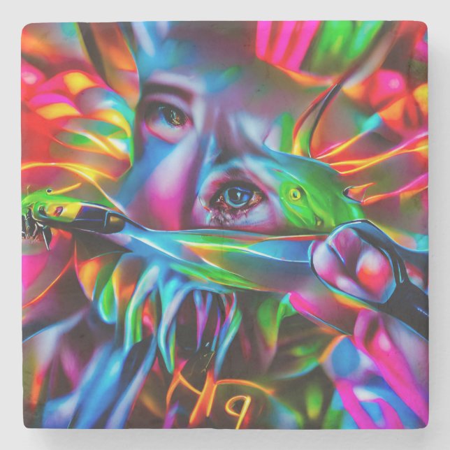 Porta-copo De Pedra Aichmofobia: Arte Surreal Viva (Frente)