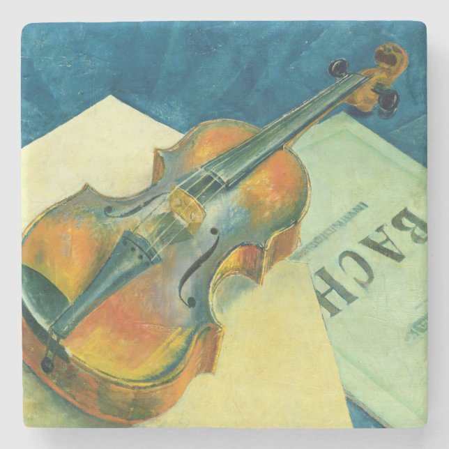 Porta-copo De Pedra Ainda vida com um violino, 1921 (Frente)