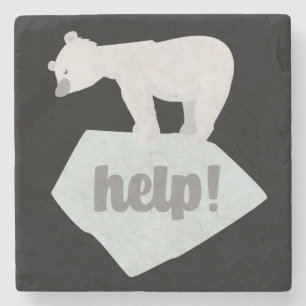 Porta-copo De Pedra Ajude o Urso Polar