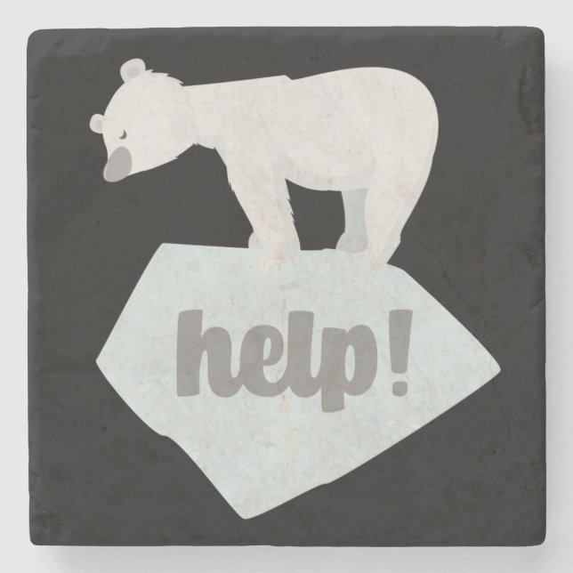 Porta-copo De Pedra Ajude o Urso Polar (Frente)