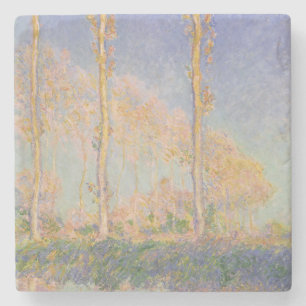 Porta-copo De Pedra Álamos, paisagem impressionista, Claude Monet